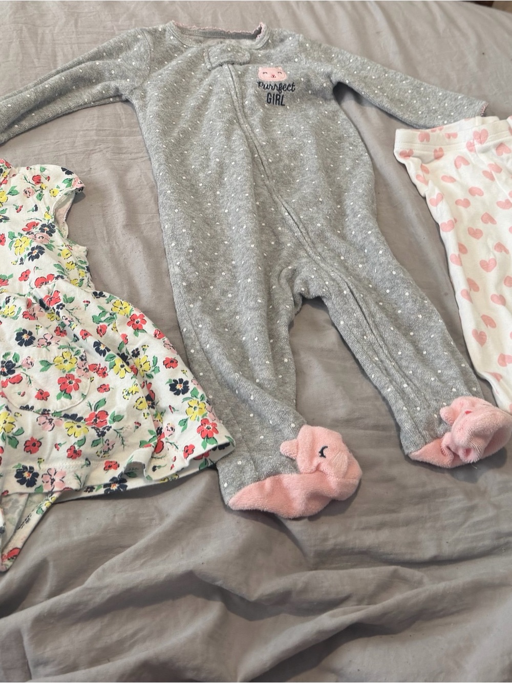 Baby Girl Clothes Lot 3-6M 6M Carters Gerber Organic Floral Sleeper Pants